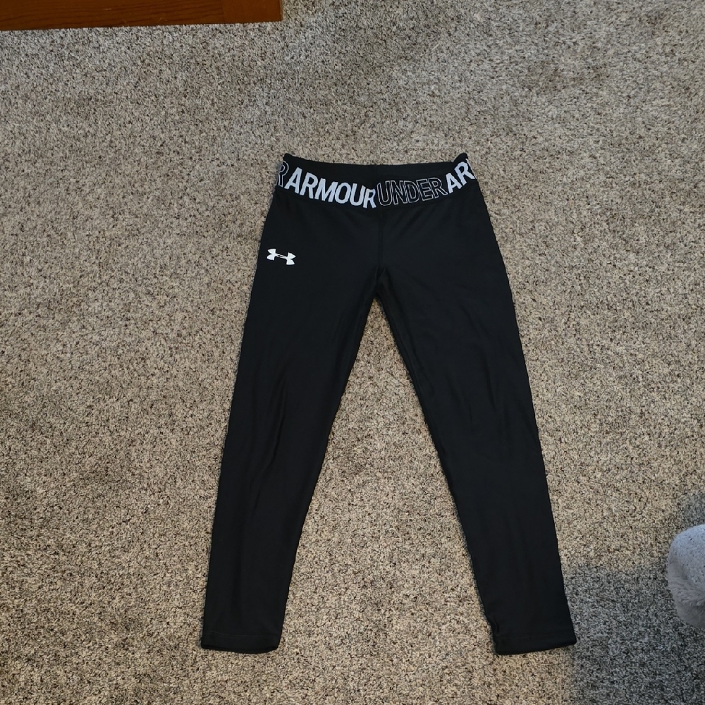 Under Armour Womens Black Leggings with Logo Waistband
